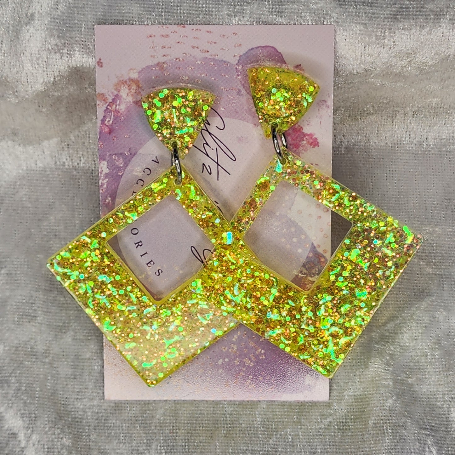 Hollow Diamond Large #4 Dangle Earrings