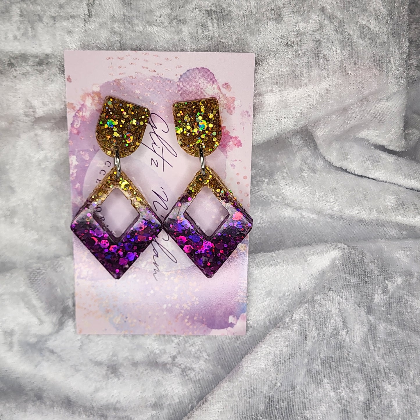 Hollow Diamond medium #6 Dangle Earrings