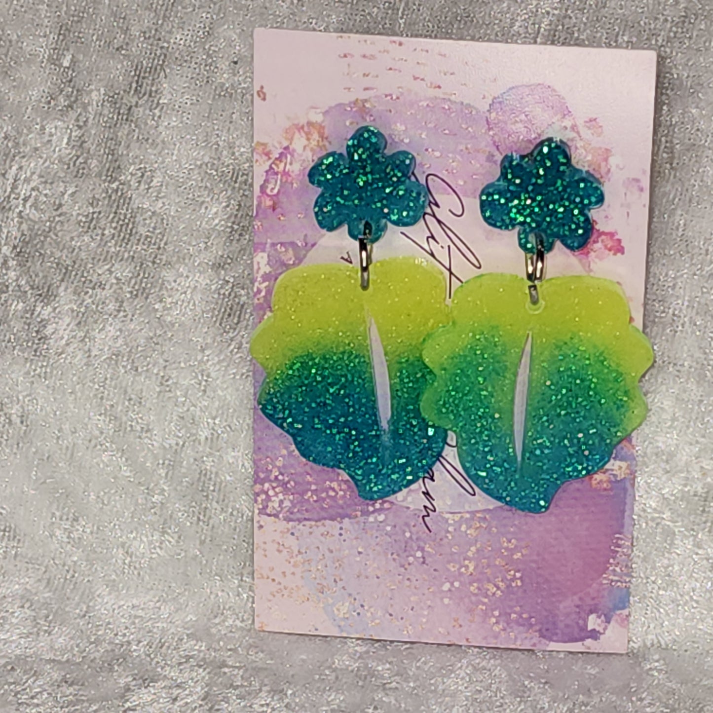 Abstract Leaf #7 Dangle Earrings