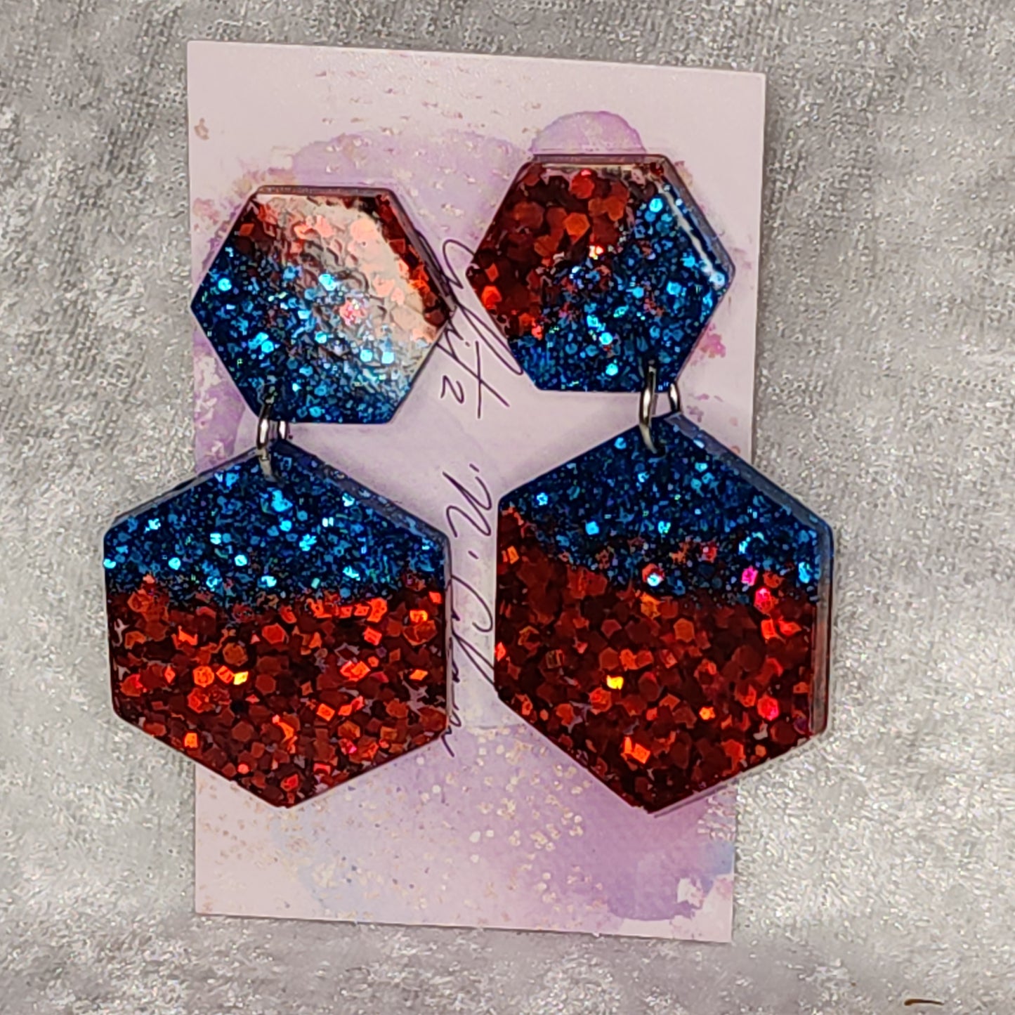 Hexagonal Disc #6 Dangle Earrings