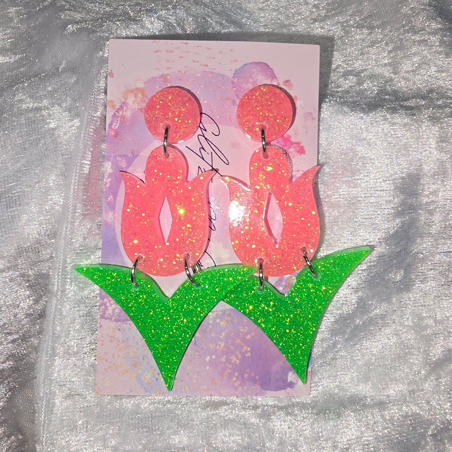 Large Tulip #4 Dangle Earrings