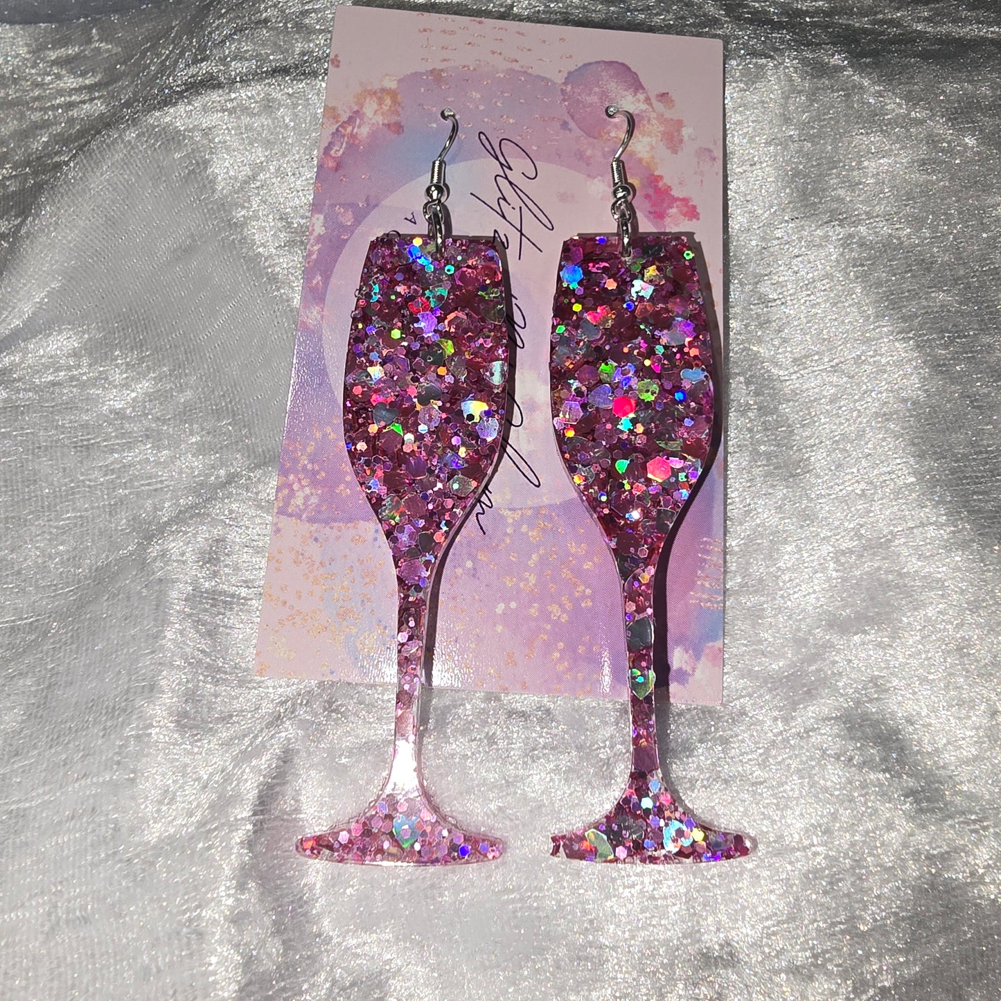 Wine Glass #16 Dangle Earrings