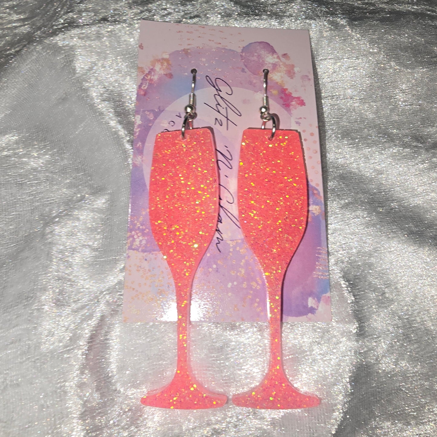 Wine Glass #19 Dangle Earrings