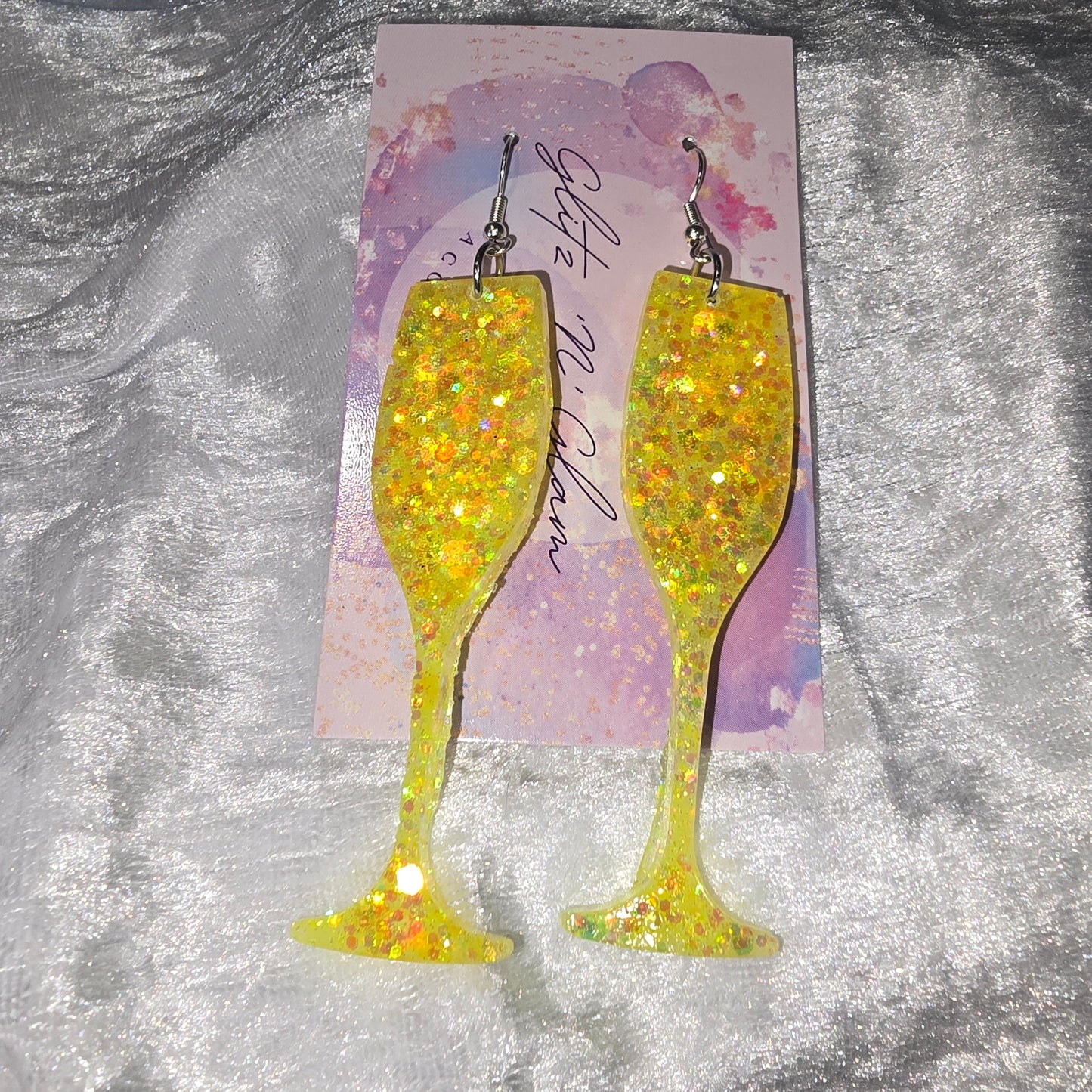 Wine Glass #18 Dangle Earrings