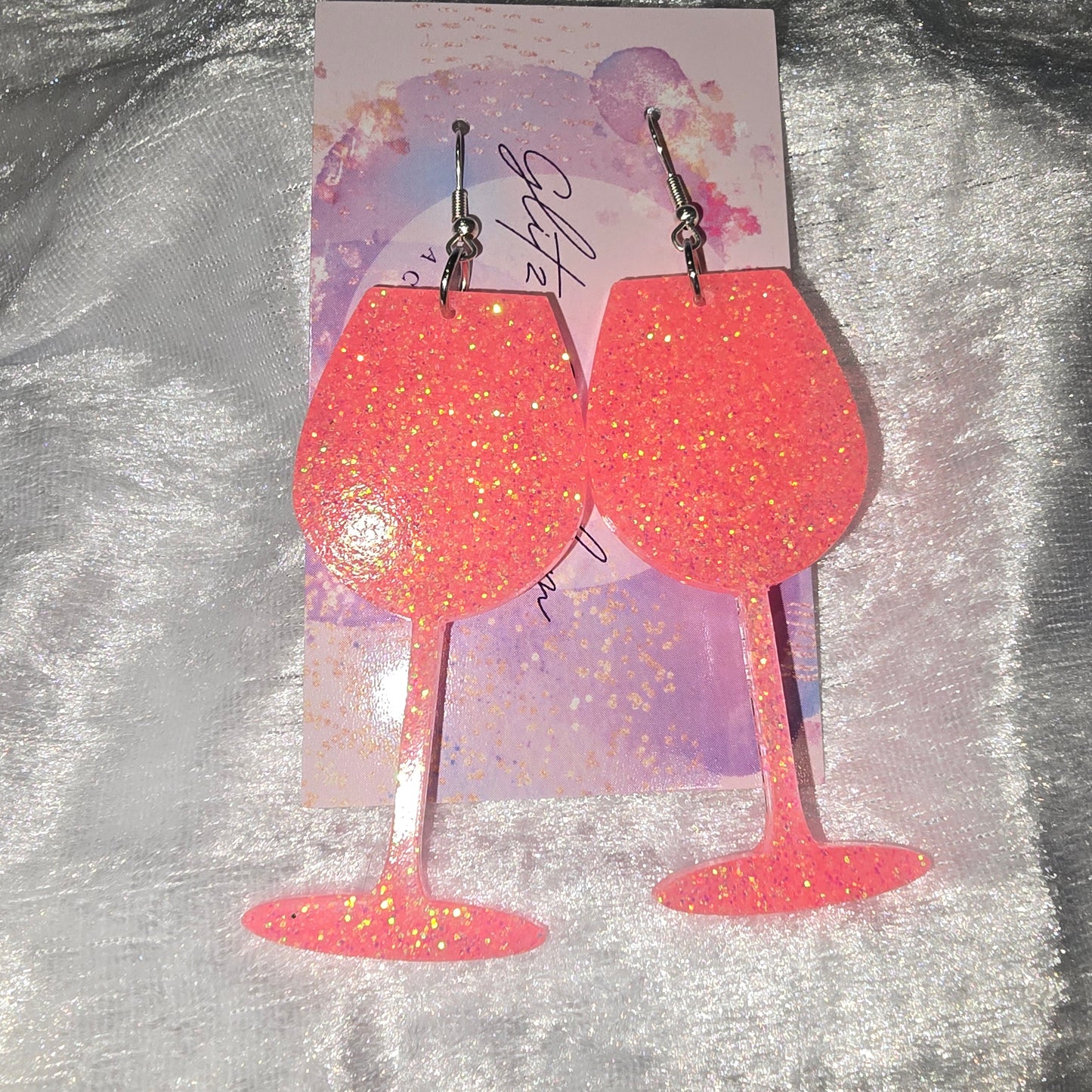 Wine Glass #15 Dangle Earrings