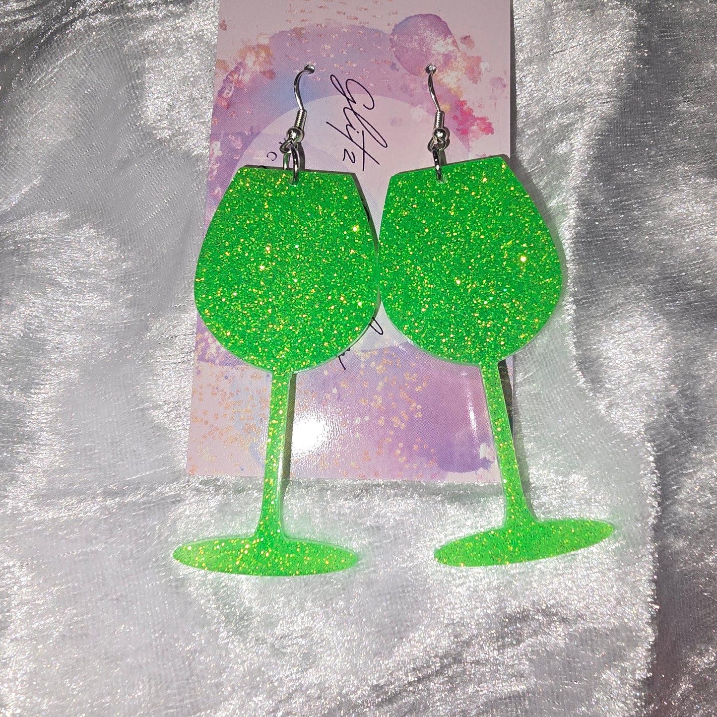 Wine Glass #14 Dangle Earrings