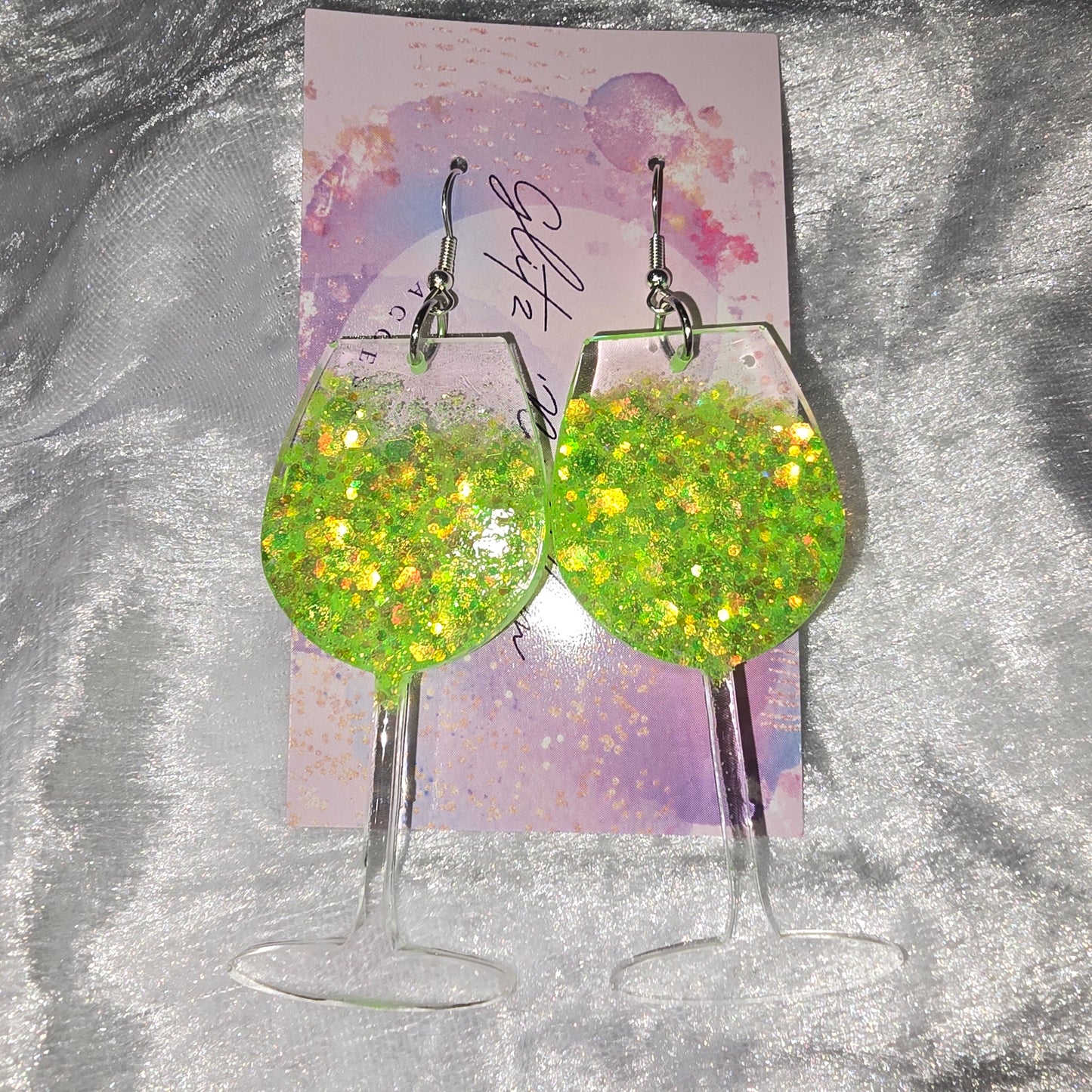Wine Glass #13 Dangle Earrings