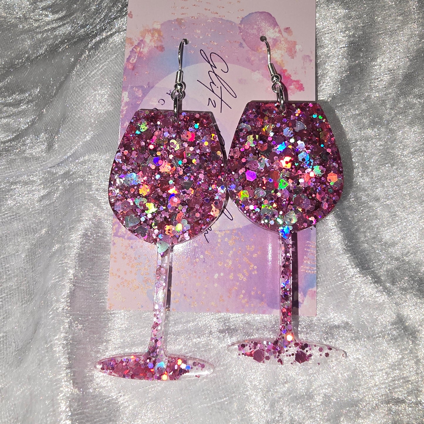 Wine Glass #12 Dangle Earrings
