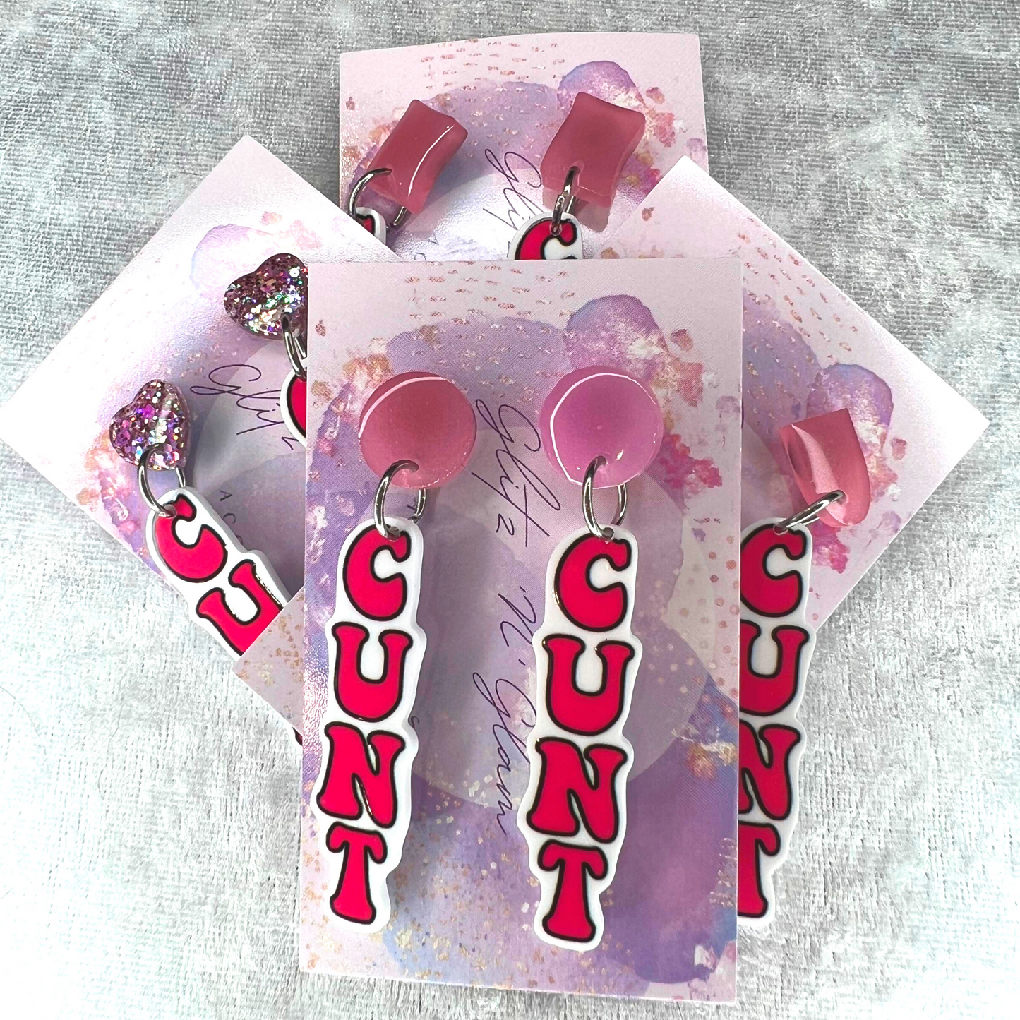 C*** 18+ Slogan Earrings