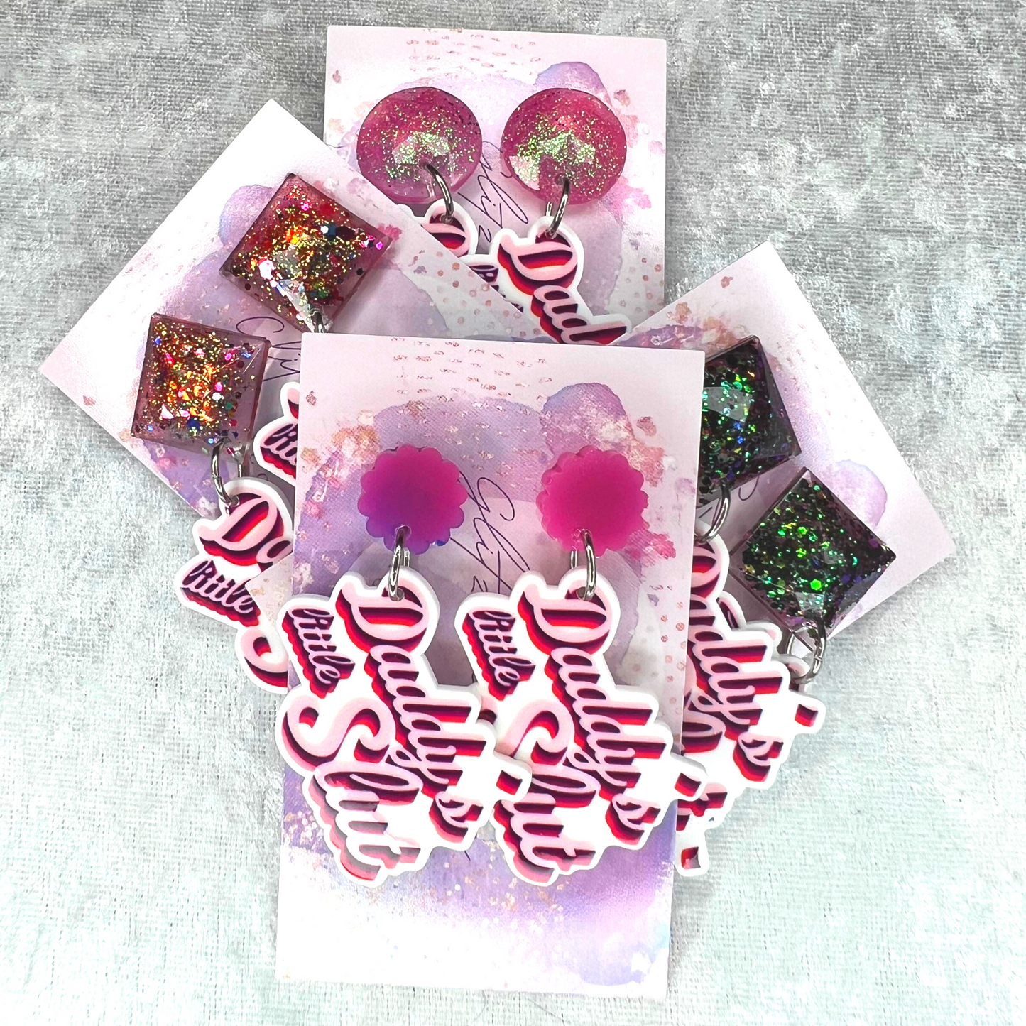 Daddy's Little Slut 18+ Slogan Earrings