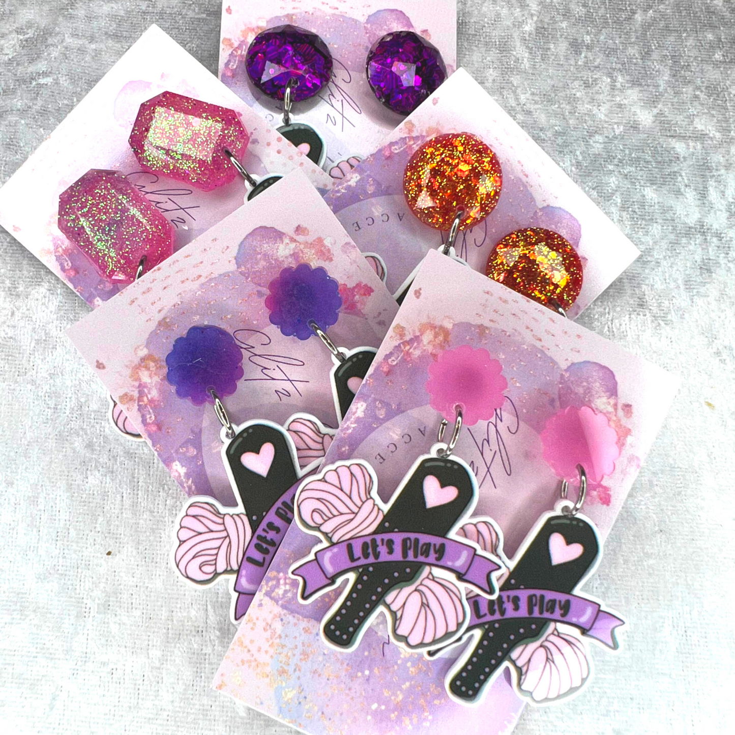 Let's Play 18+ Slogan Earrings