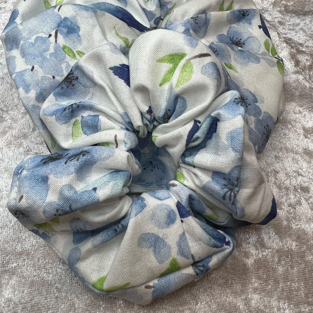 Baby Blue Flowers Scunchie