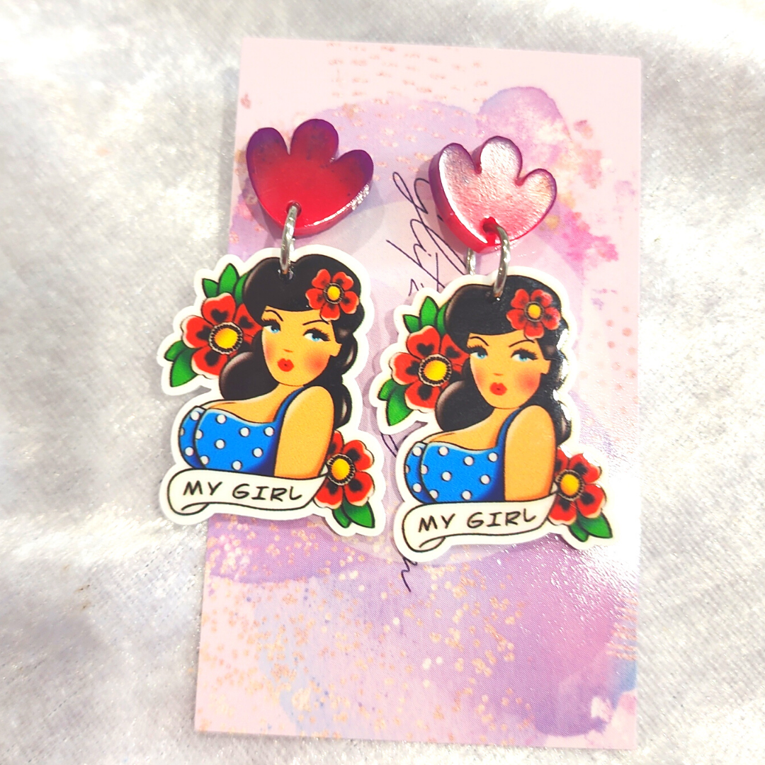 My Girl Slogan Earrings