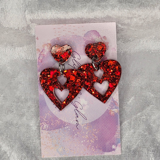 Love Heart Cut Out #5 Dangle Earrings