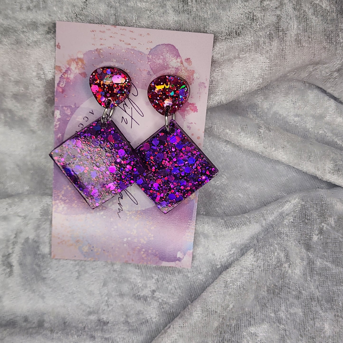 Diamond Square Medium #8 Dangle Earrings