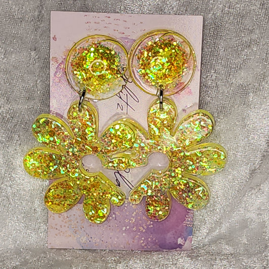 Large Half Daisy #1 Dangle Earrings