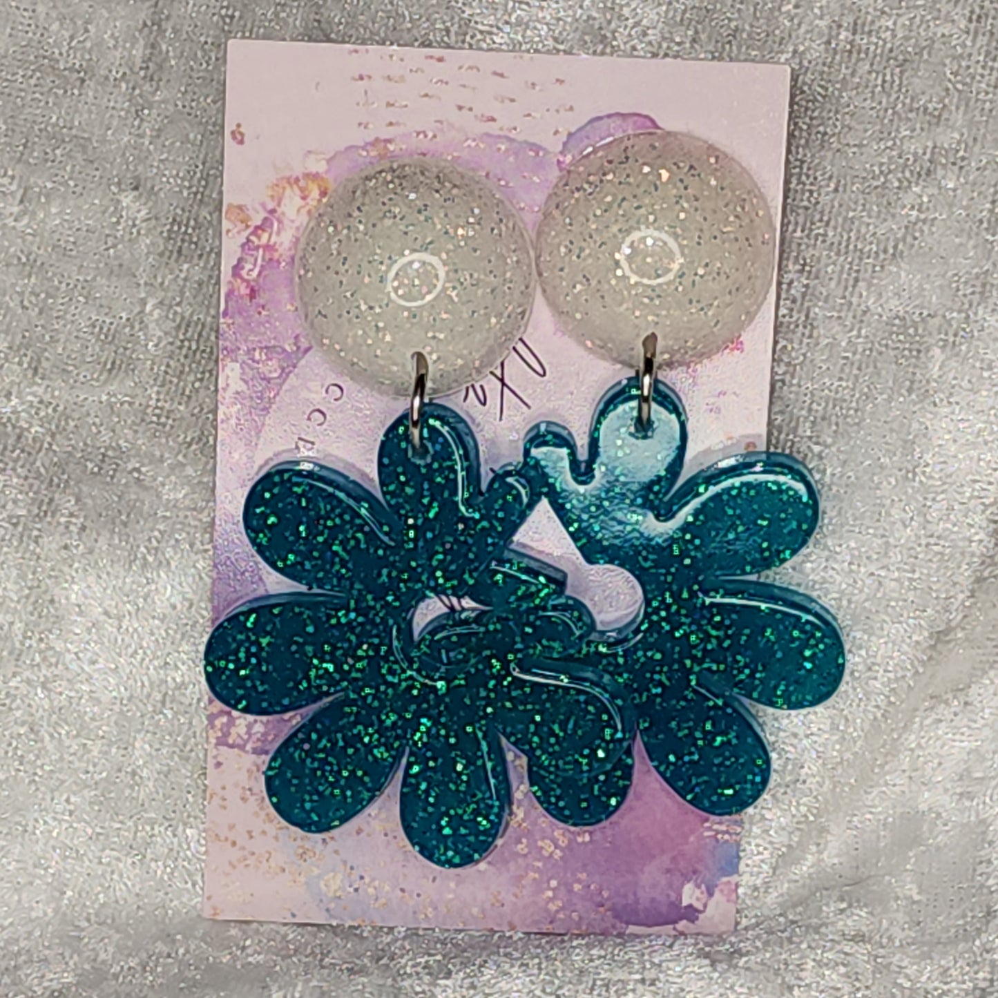 Large Half Daisy #2 Dangle Earrings