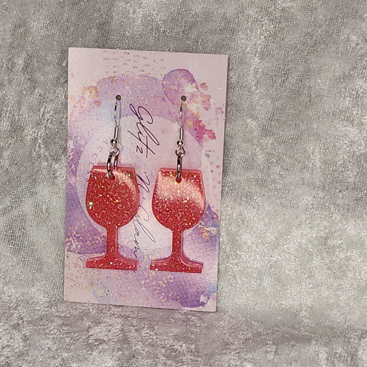 Wine Glass #2 Dangle Earrings