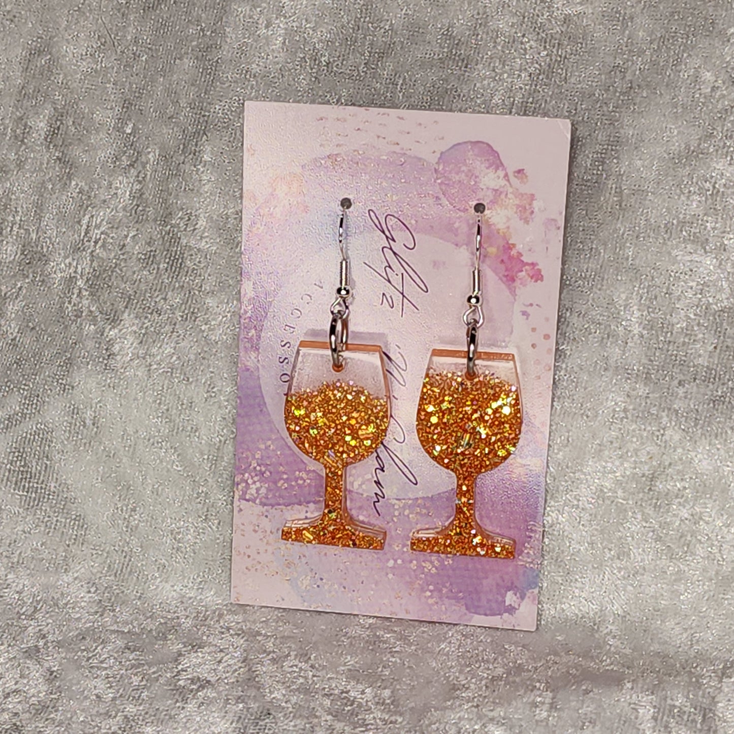 Wine Glass #3 Dangle Earrings