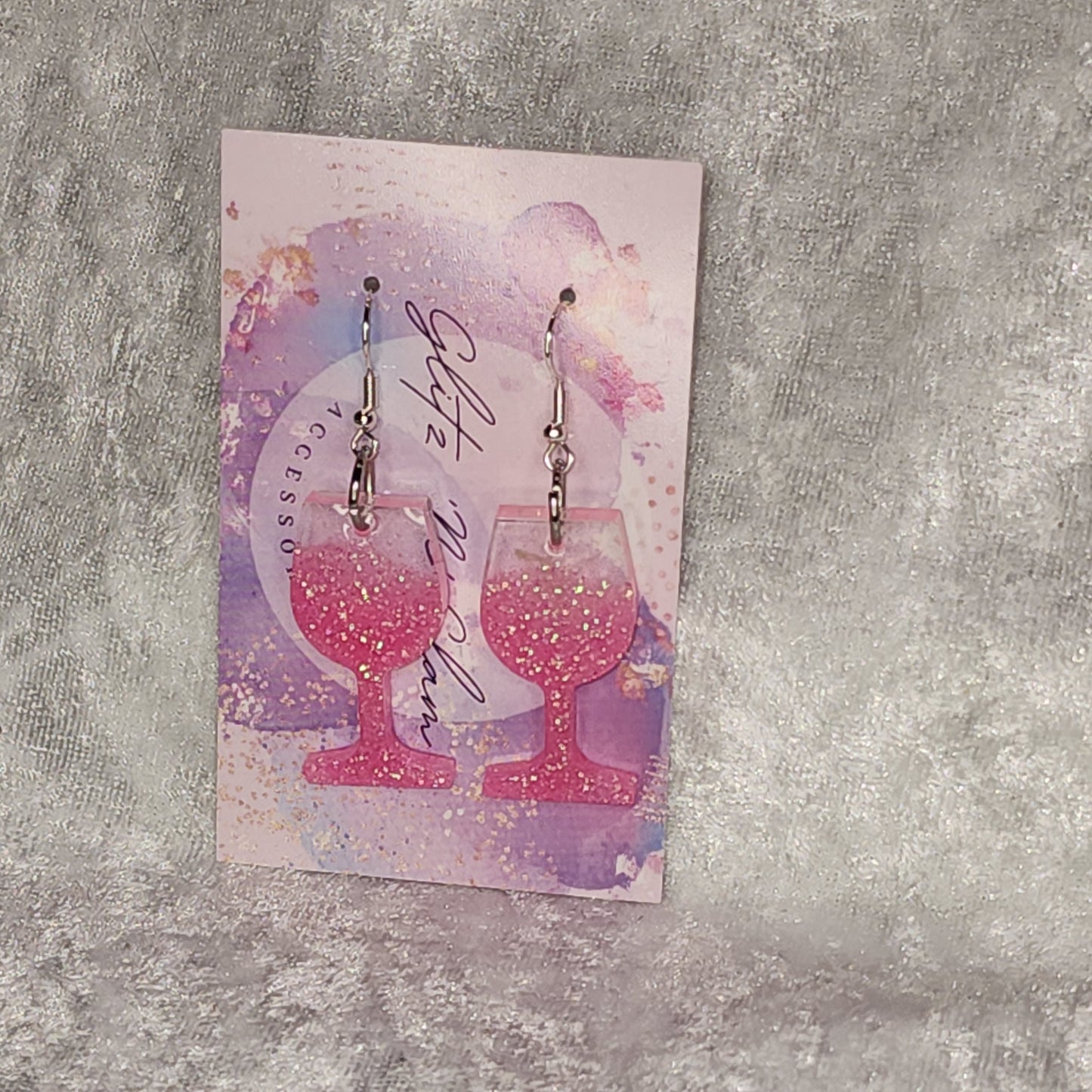 Wine Glass #4 Dangle Earrings