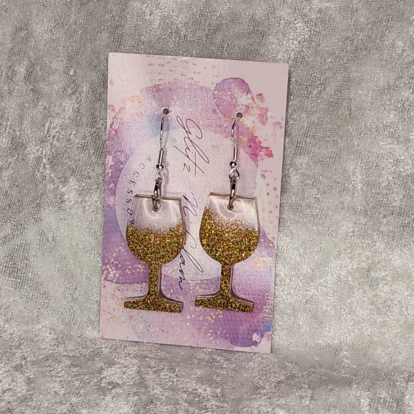 Wine Glass #6 Dangle Earrings