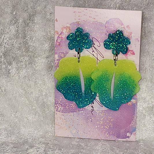 Abstract Leaf #7 Dangle Earrings