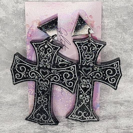 Cross #8 Dangle Earrings