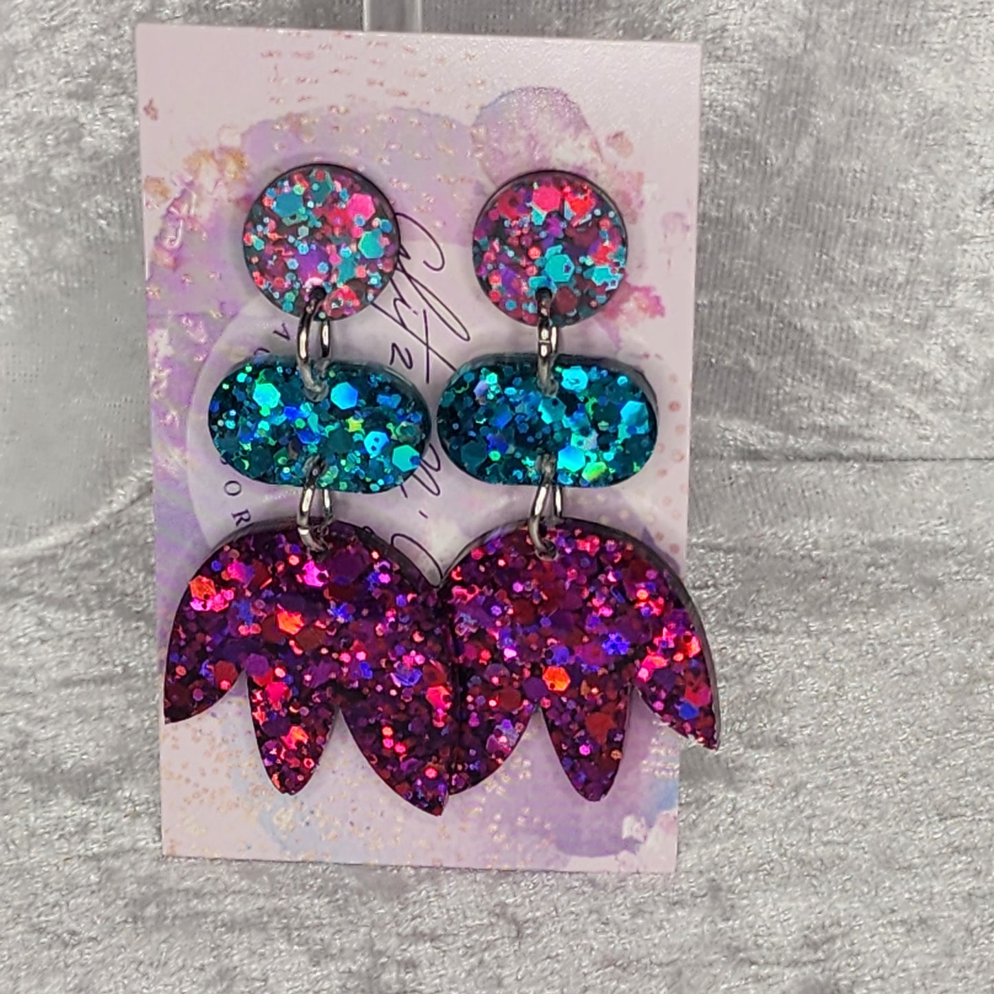 Abstract Flower #7 Dangle Earrings