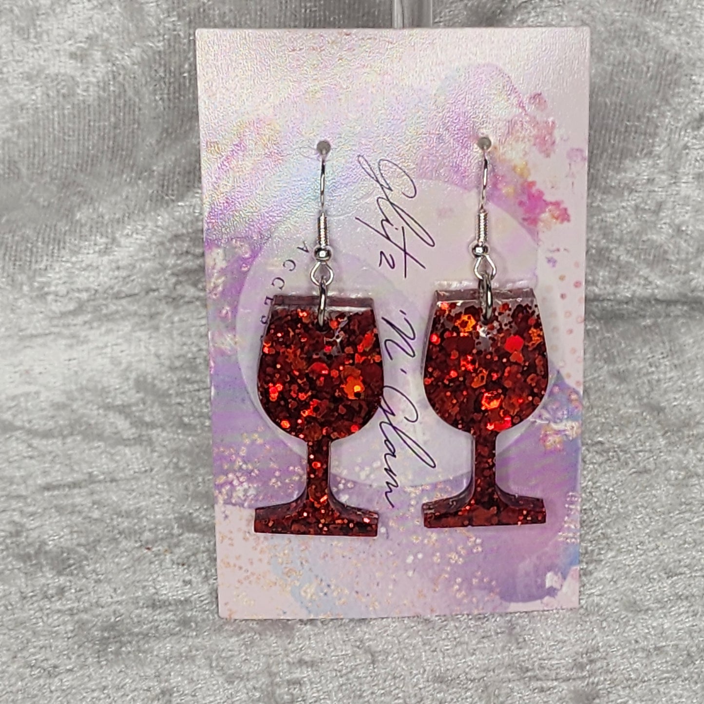 Wine Glass #7 Dangle Earrings