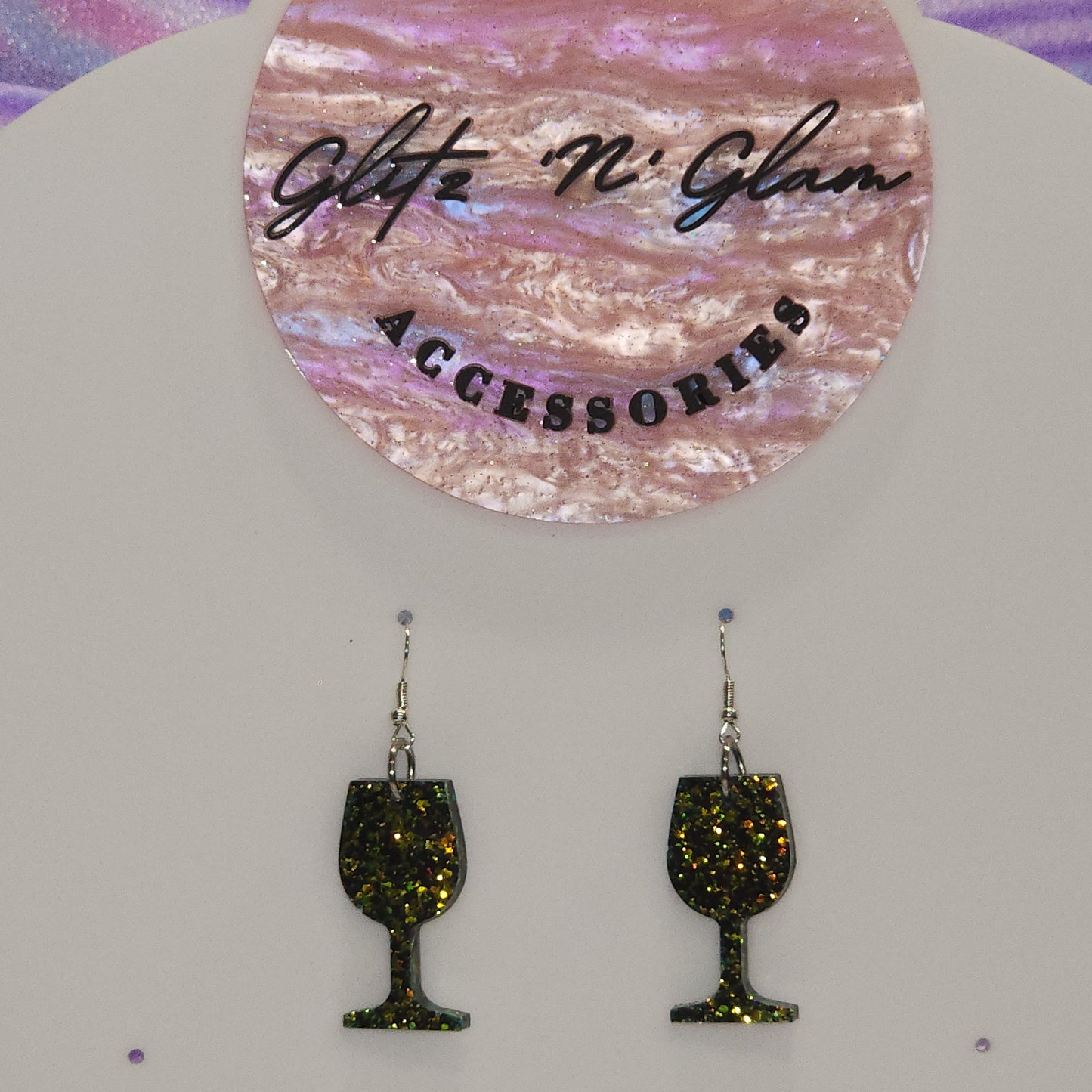 Wine Glass #9 Dangle Earrings