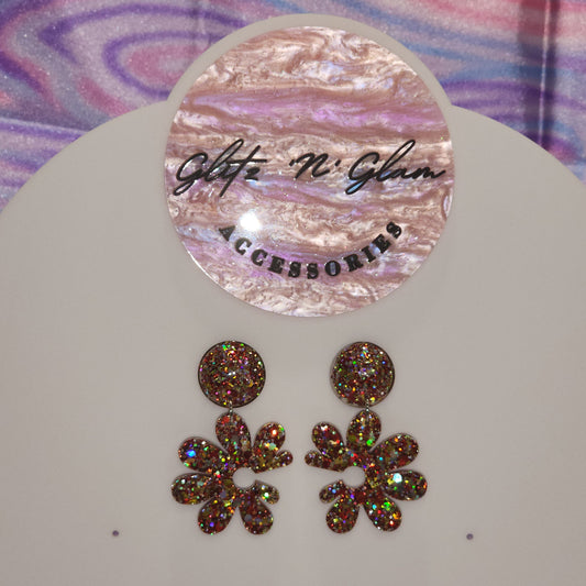 Large Half Daisy #9 Dangle Earrings