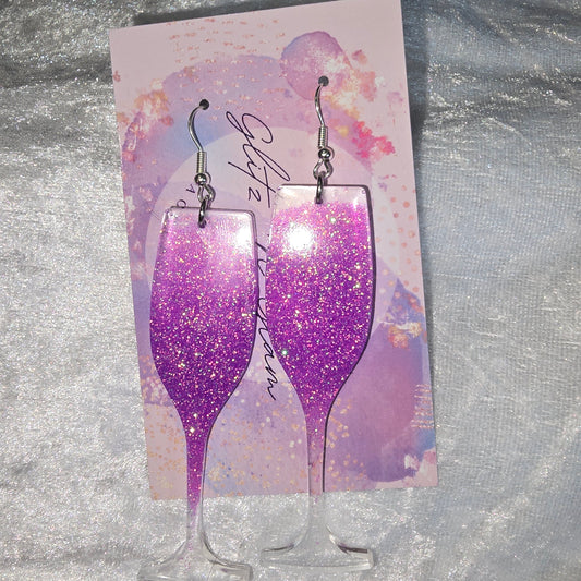 Wine Glass #20 Dangle Earrings