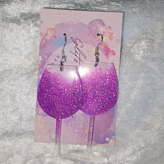 Wine Glass #21 Dangle Earrings