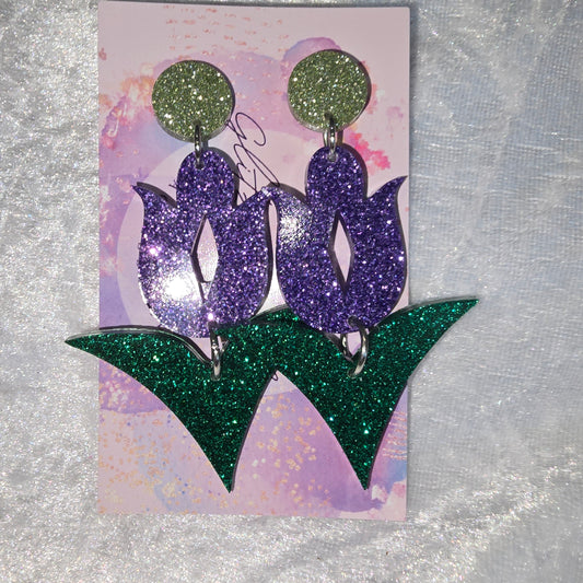 Large Tulip #6 Dangle Earrings