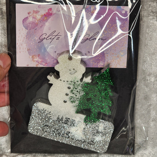 Snowman Merry Christmas Hanging Ornament