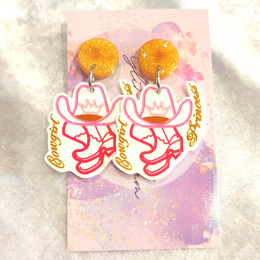 Cowgirl Princess Slogan Earrings