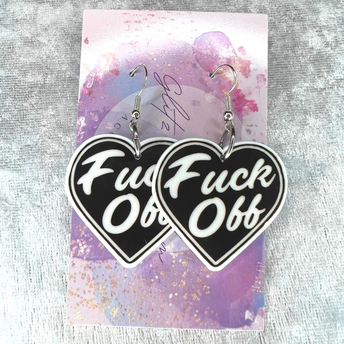 Fuck Off 18+ Slogan Earrings