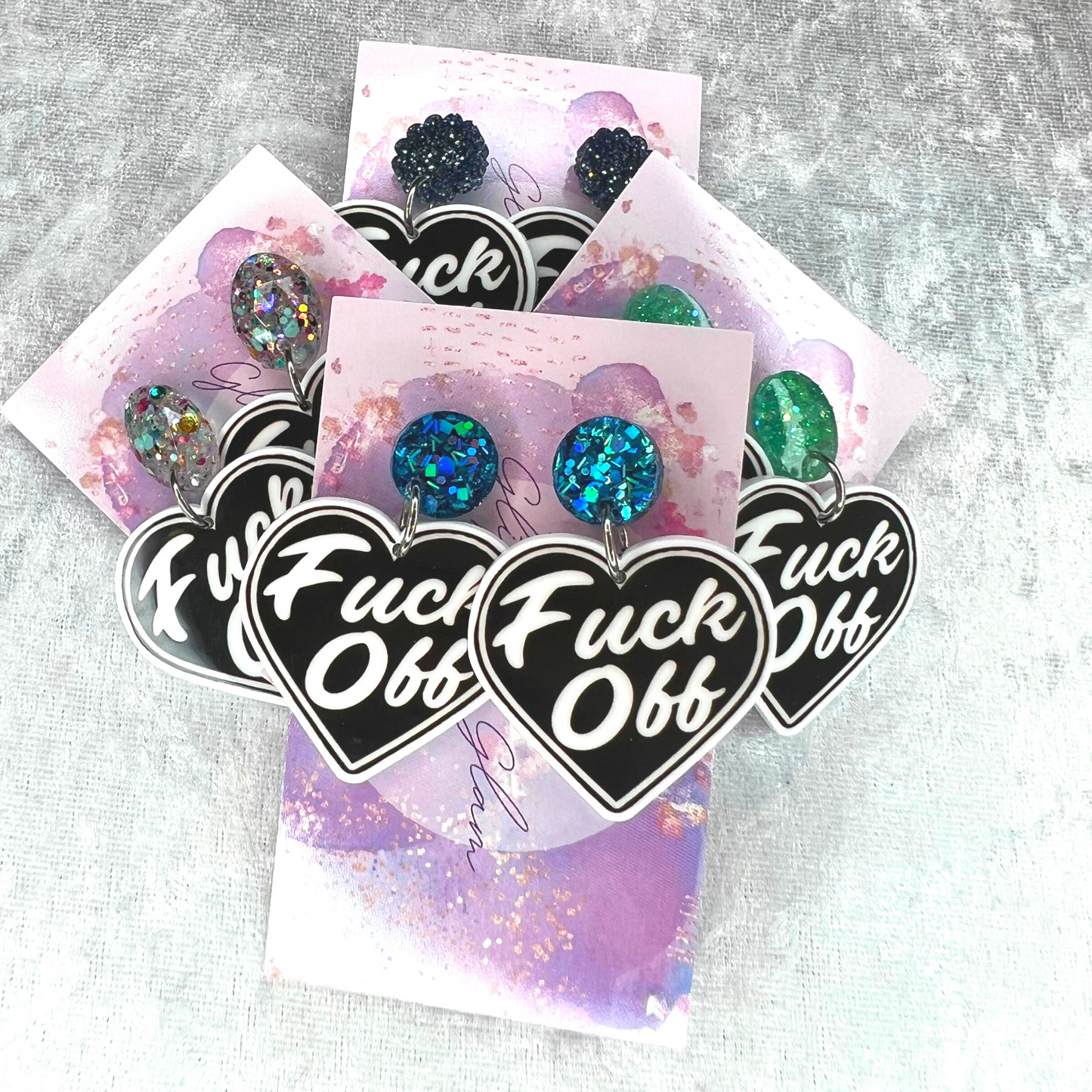 Fuck Off 18+ Slogan Earrings