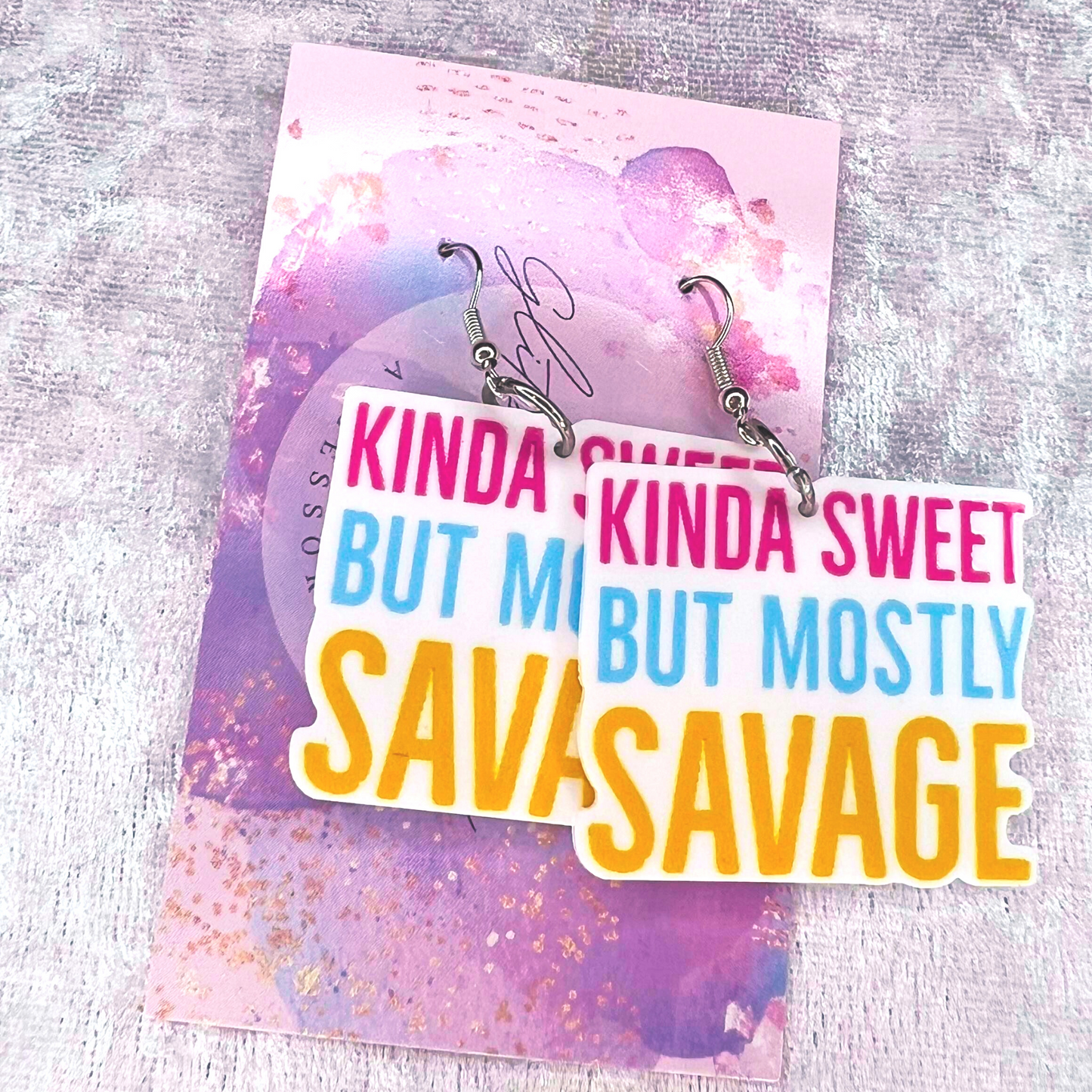 Sweet/Savage Slogan Earrings