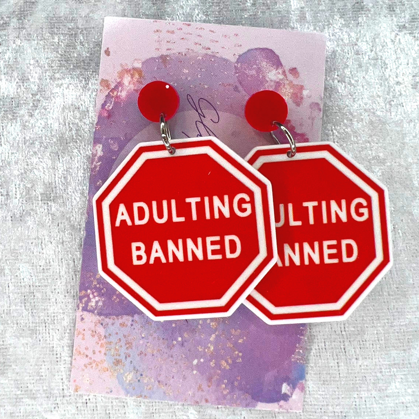 Adulting Banned Slogan Earrings