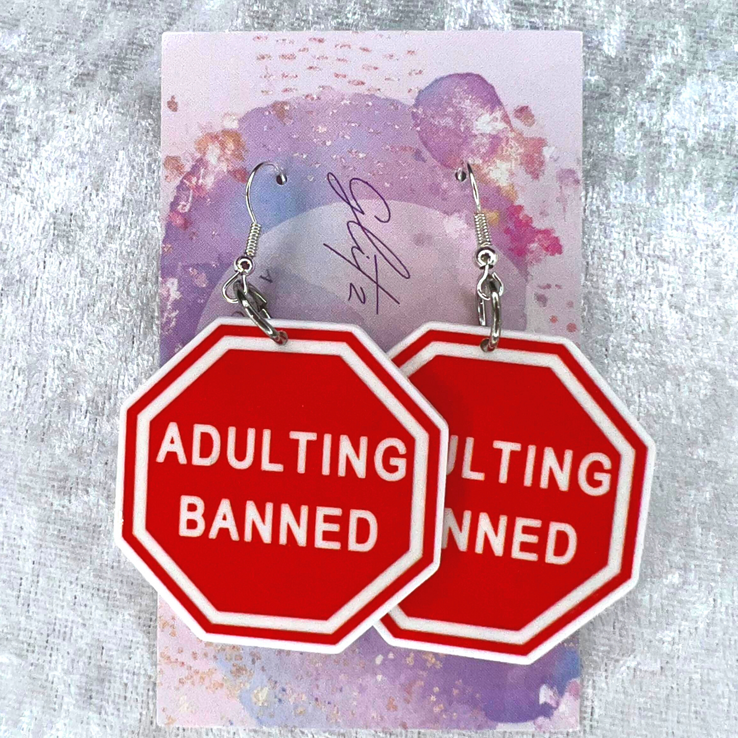 Adulting Banned Slogan Earrings