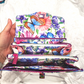 Waterproof Floral Butterfly Glitz Double Zip Wallet