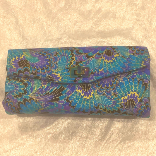 Peacock Feathers Glitz Double Zip Wallet