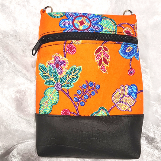 Orange Floral Glitz Phone Bag