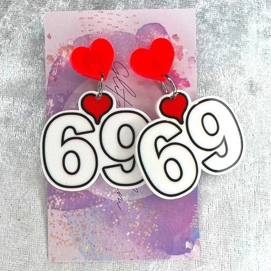 69 18+ Slogan Earrings