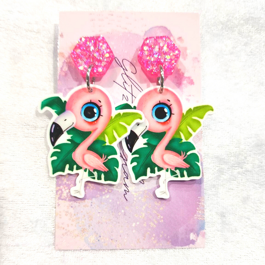 Cartoon Flamingo Earrings