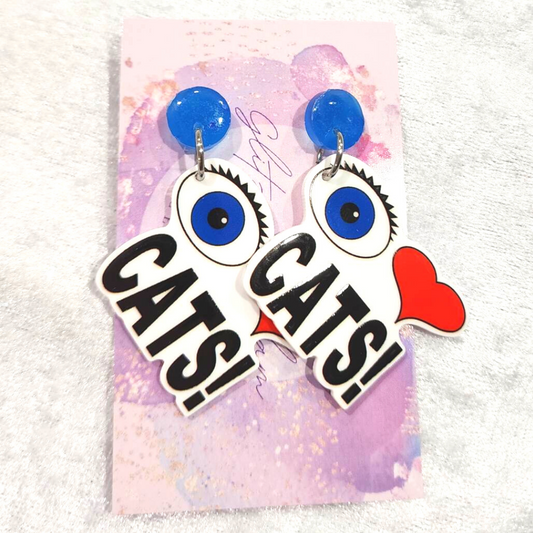 I Love Cats Slogan Earrings