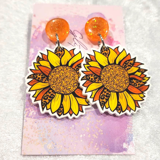 Orange Wildflower Earrings Slogan Earrings