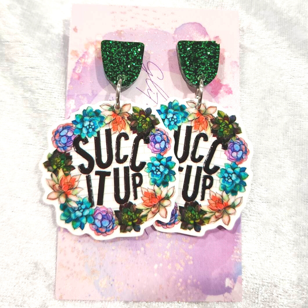 Suck It Up Slogan Earrings