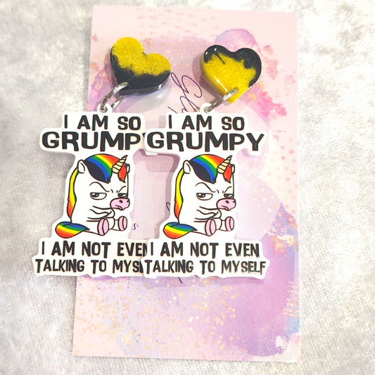 I'm So Grumpy, I'm Not Even Talking To Myself Slogan Earrings